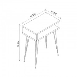 Naida pakoworld bedside table in oak shade - black metal legs 40x30x59cm Naida pakoworld bedside table in oak shade - black metal legs 40x30x59cm