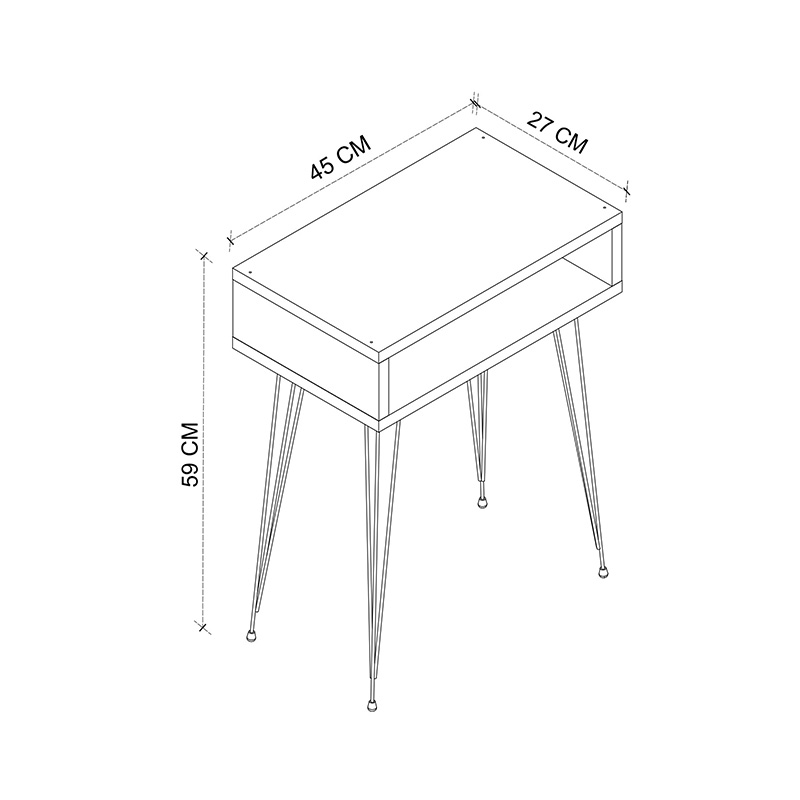 Naida pakoworld bedside table in oak shade - black metal legs 40x30x59cm Naida pakoworld bedside table in oak shade - black metal legs 40x30x59cm