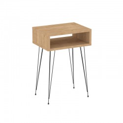 Naida pakoworld bedside table in oak shade - black metal legs 40x30x59cm Naida pakoworld bedside table in oak shade - black metal legs 40x30x59cm