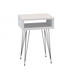 Naida pakoworld bedside table in white shade - black metal legs 40x30x59cm Naida pakoworld bedside table in white shade - black metal legs 40x30x59cm