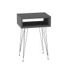 Naida pakoworld bedside table in anthracite shade - black metal legs 40x30x59cm
