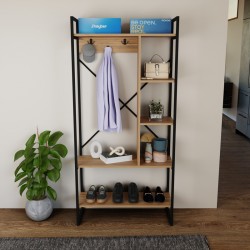 Feranda pakoworld entance furniture with oak shelves and black metal frame 88x34x180cm