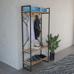 Levento pakoworld entance furniture oak with black metal frame 88x34x180 cm