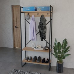 Levento pakoworld entance furniture oak with black metal frame 88x34x180 cm