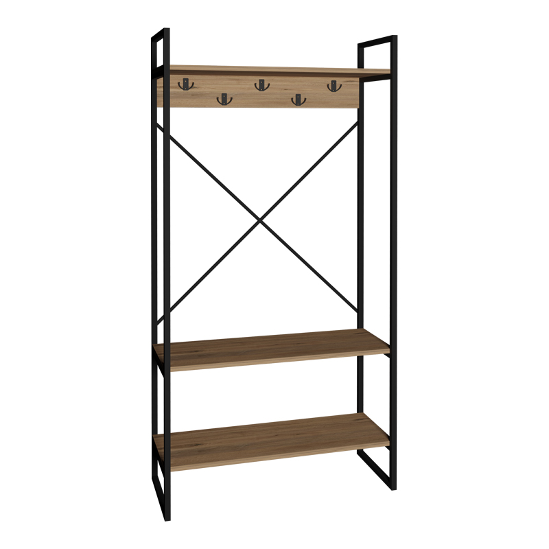 Levento pakoworld entance furniture oak with black metal frame 88x34x180 cm