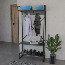 Levento pakoworld entance furniture anthracite with black metal frame 88x34x180cm