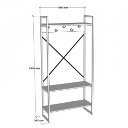 Levento pakoworld entance furniture anthracite with black metal frame 88x34x180cm