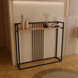 Convida pakoworld console table oak with black metal frame 100x25x90cm
