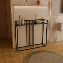 Convida pakoworld console table anthracite with black metal frame 100x25x90cm