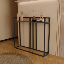Convida pakoworld console table anthracite with black metal frame 100x25x90cm