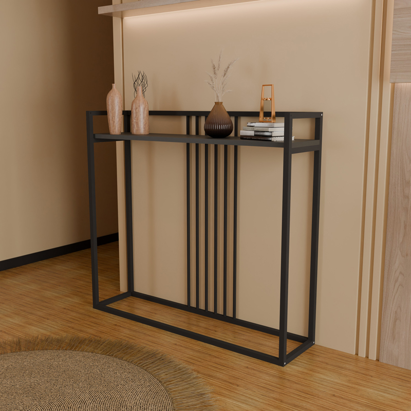 Convida pakoworld console table anthracite with black metal frame 100x25x90cm