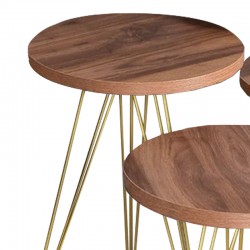 Side tables Wakmi pakoworld 3 pieces set natural-gold metal leg
