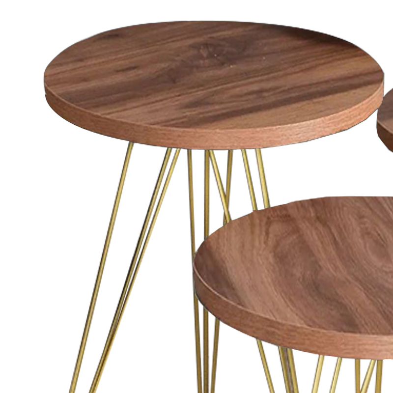 Side tables Wakmi pakoworld 3 pieces set natural-gold metal leg