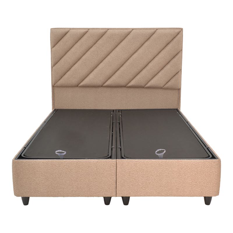 Tito pakoworld double bed with storage space bouclé fabric in light brown shade 160x200cm Tito pakoworld double bed with storage space bouclé fabric in light brown shade 160x200cm