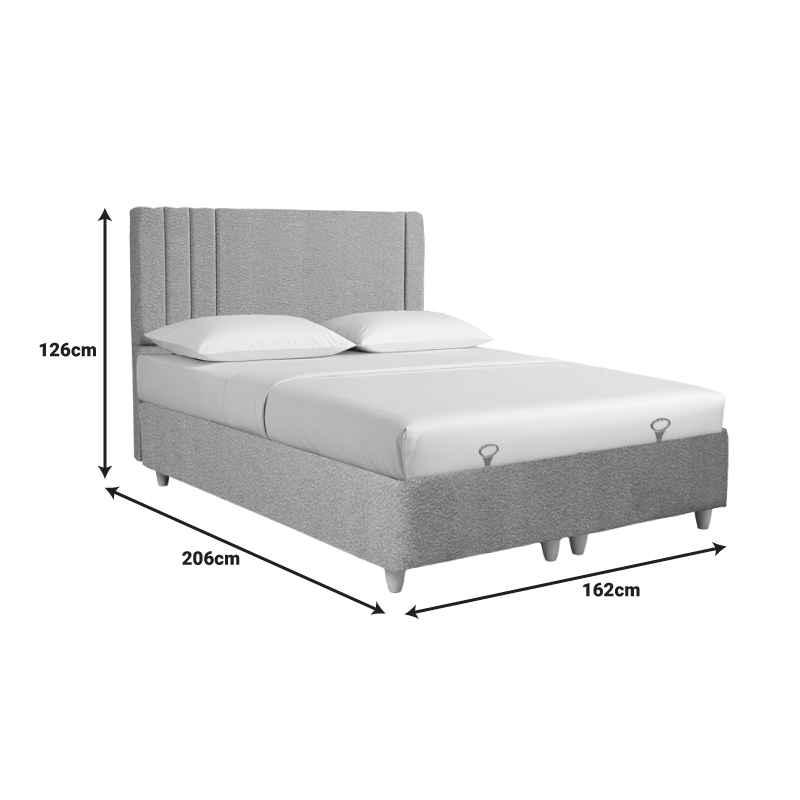 Bed with storage space Lineo pakoworld boucle in beige shade 160x200cm Bed with storage space Lineo pakoworld boucle in beige shade 160x200cm
