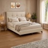 Melei pakoworld fabric bed in cream shade 160x200cm