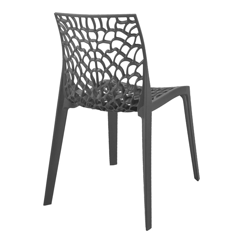 Hush stackable pakoworld pp chair in dark grey color 50x57x81cm Hush stackable pakoworld pp chair in dark grey color 50x57x81cm