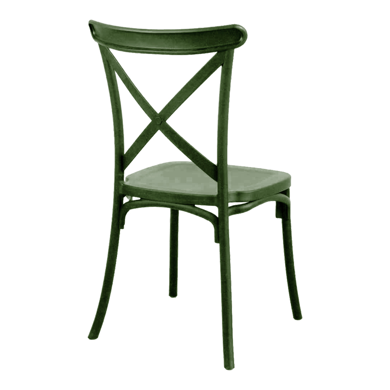 Stackable Crossie chair pakoworld pp in dark green shade 38x46.5x82cm