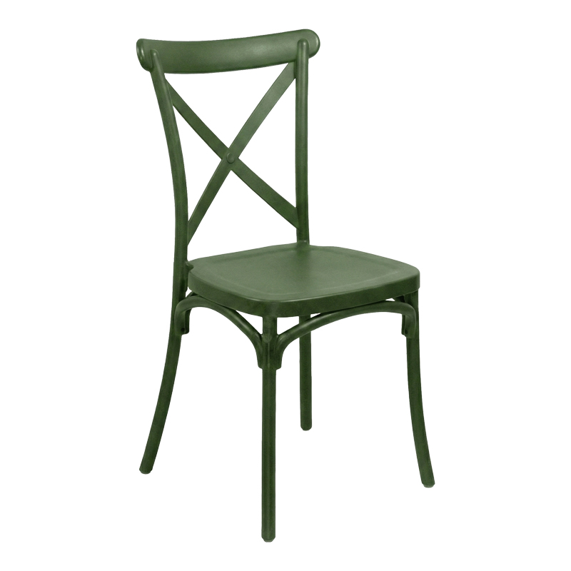 Stackable Crossie chair pakoworld pp in dark green shade 38x46.5x82cm