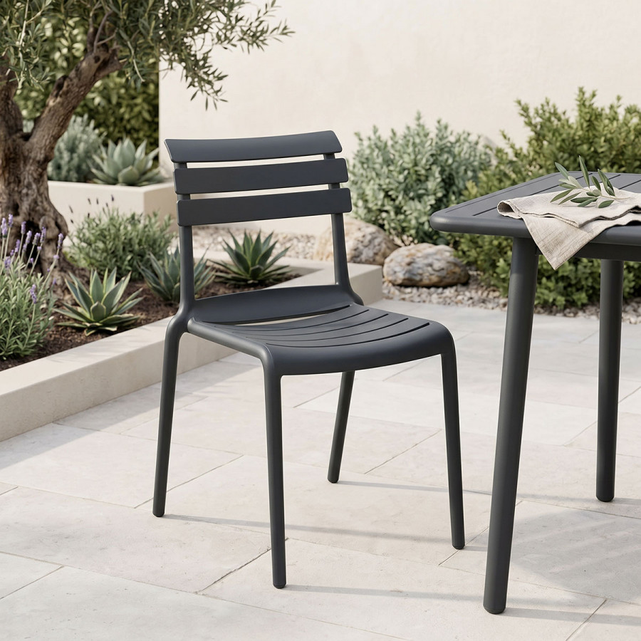 Stackable chair Almea pakoworld pp anthracite 42.5x55.5x82cm