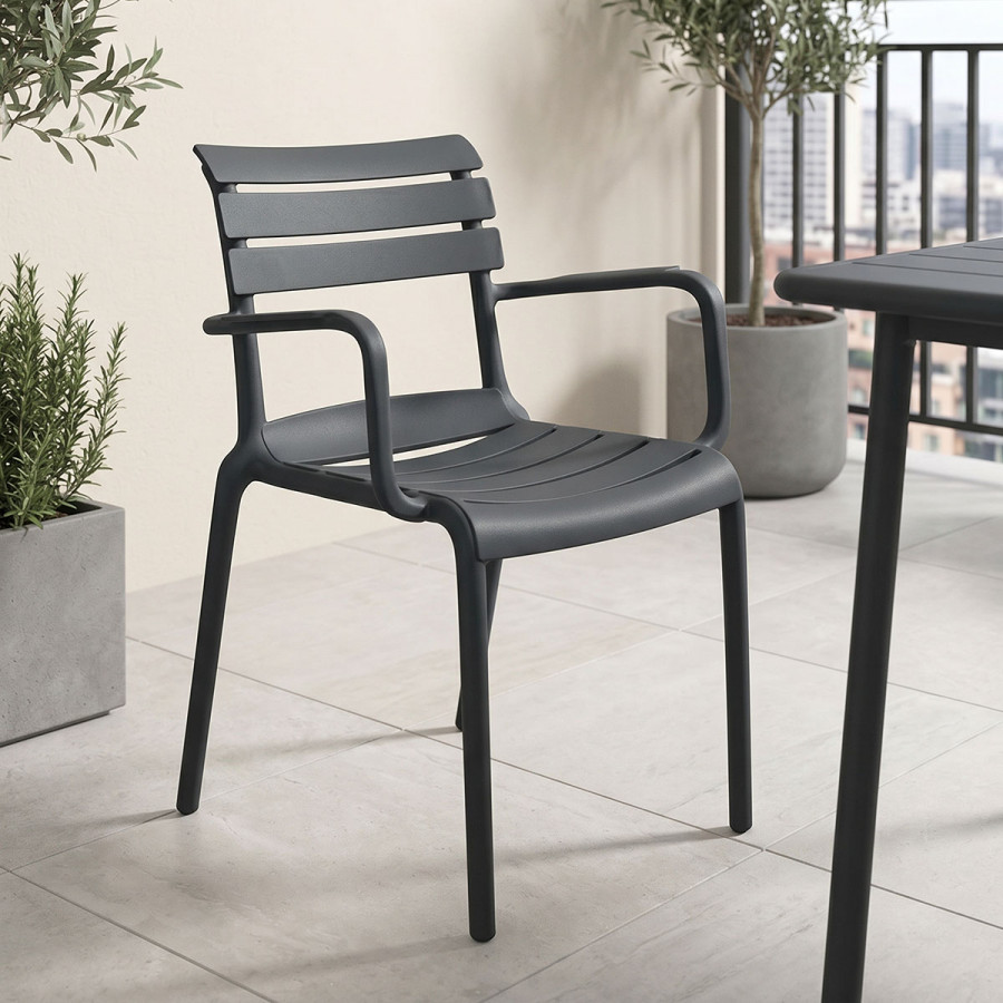 Stackable armchair Almea pakoworld pp anthracite 58x56x82cm