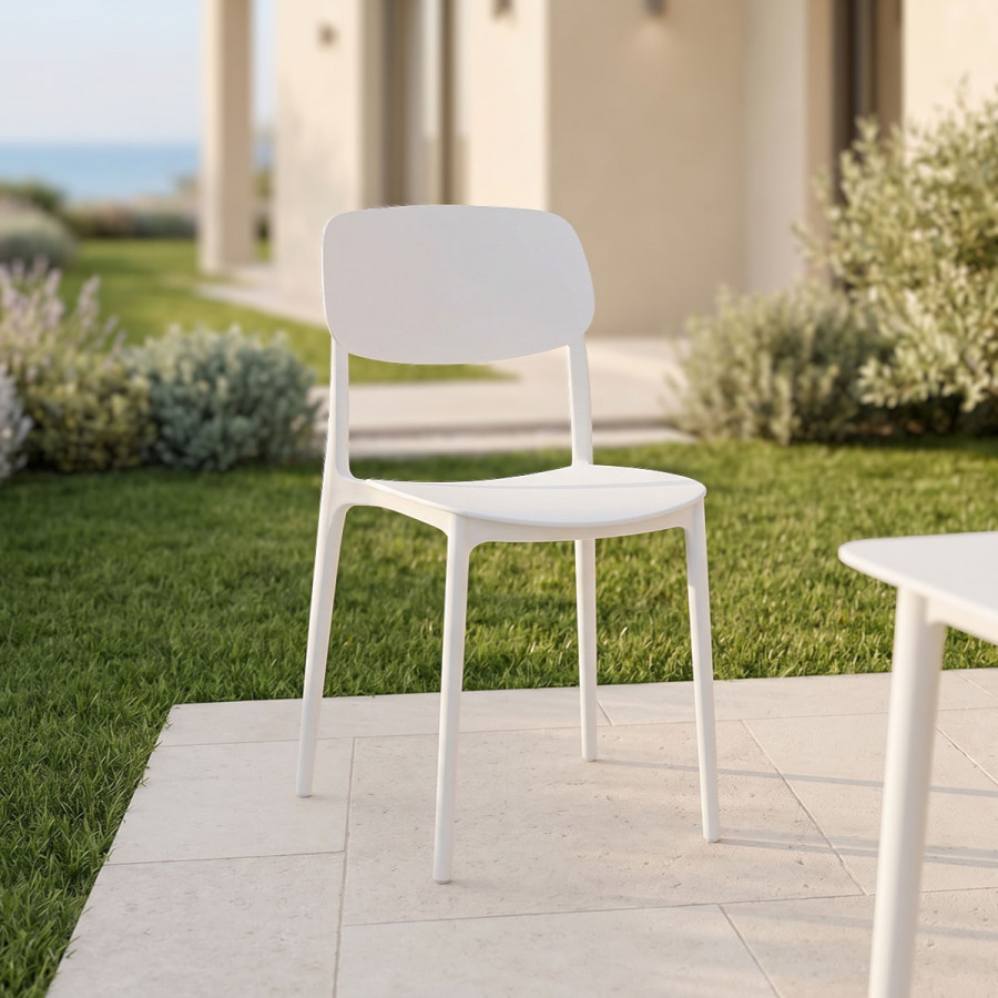 Stackable Berdian pakoworld pp chair in white color 38x49x79cm