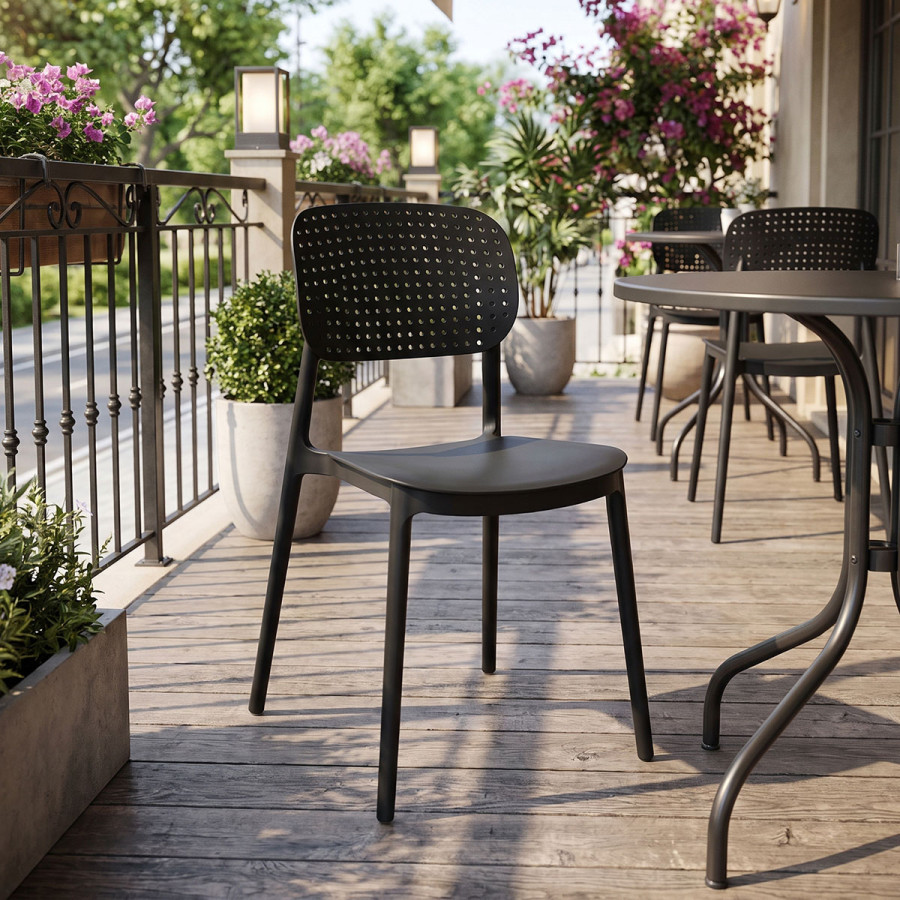 Stackable Regande pakoworld pp chair black 42x49.5x82cm