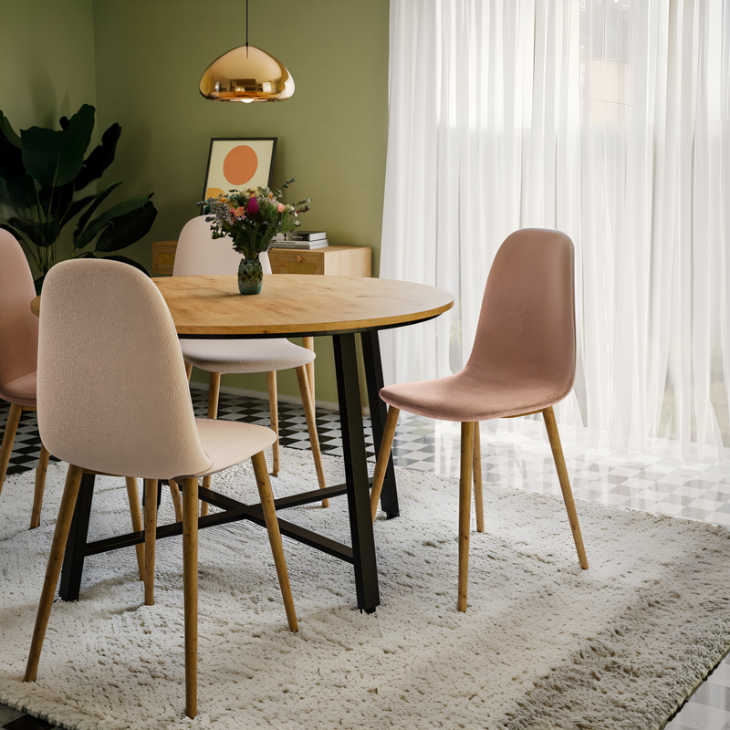 Chair Bella pakoworld rotten apple velvet-natural metal leg 43x52x88cm Chair Bella pakoworld rotten apple velvet-natural metal leg 43x52x88cm