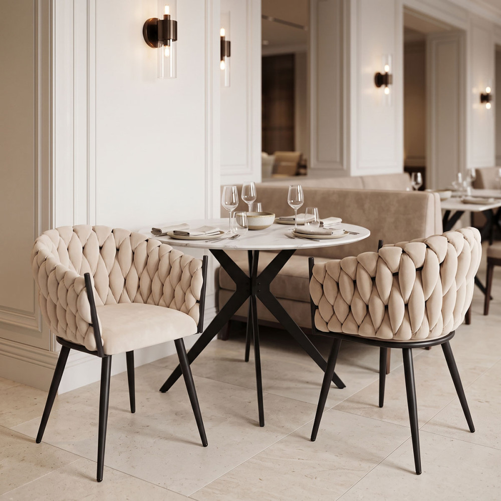 Vivian armchair pakoworld beige velvet-leg black metal 61x55x80cm