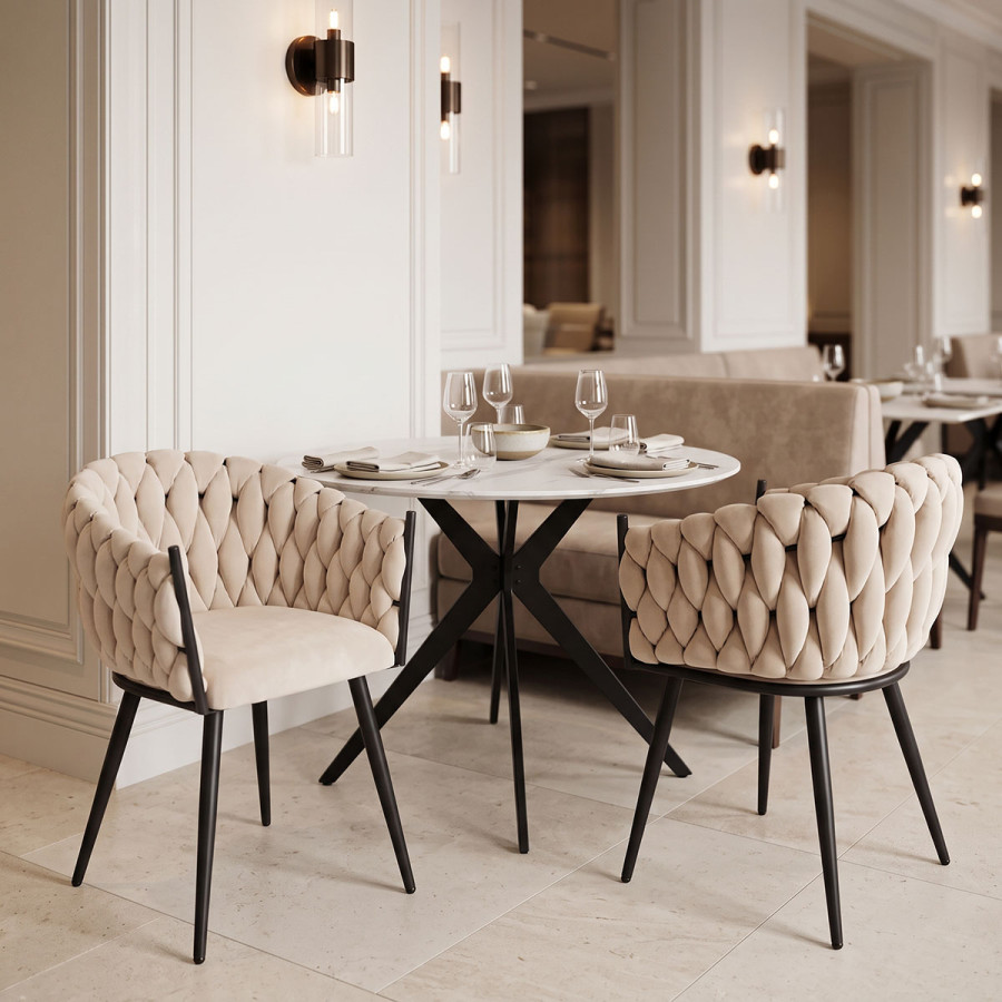 Vivian armchair pakoworld beige velvet-leg black metal 61x55x80cm