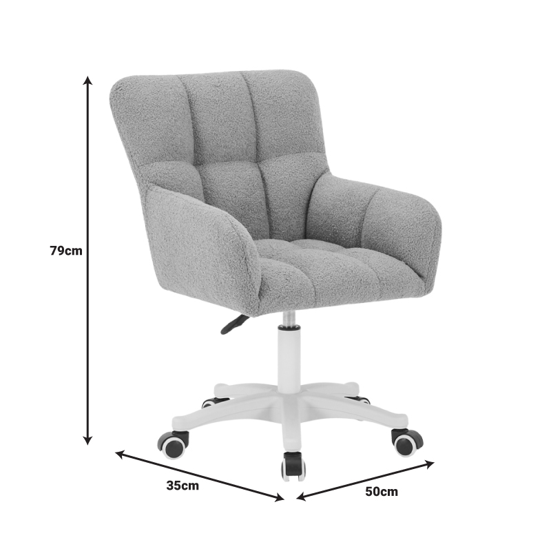 Givole pakoworld office chair in grey teddy fabric 55x50x76-86cm
