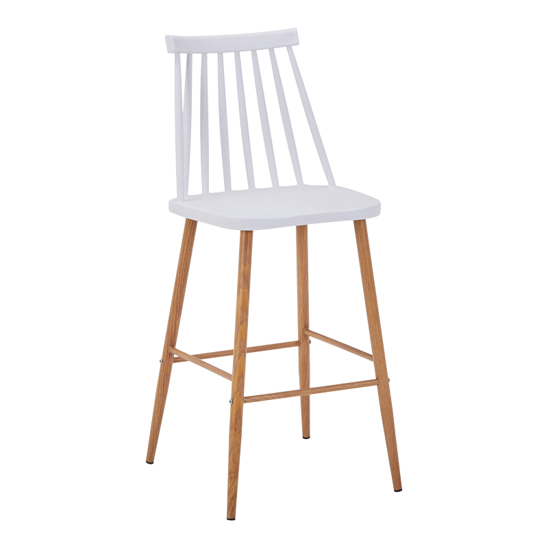Bar stool Aurora I pakoworld pp in white shade - natural metal leg 42x47x99cm Bar stool Aurora I pakoworld pp in white shade - natural metal leg 42x47x99cm