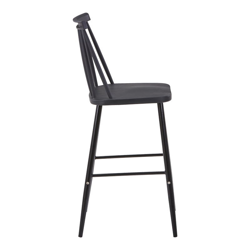 Bar stool Aurora I pakoworld pp in black shade - blackl metal leg 42x47x99cm Bar stool Aurora I pakoworld pp in black shade - blackl metal leg 42x47x99cm