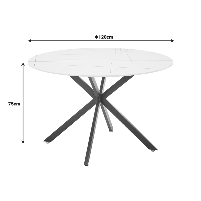 Vivian-Stoyen pakoworld dining table 5 pcs beige velvet - white with black marble Φ120x75cm Vivian-Stoyen pakoworld dining table 5 pcs beige velvet - white with black marble Φ120x75cm