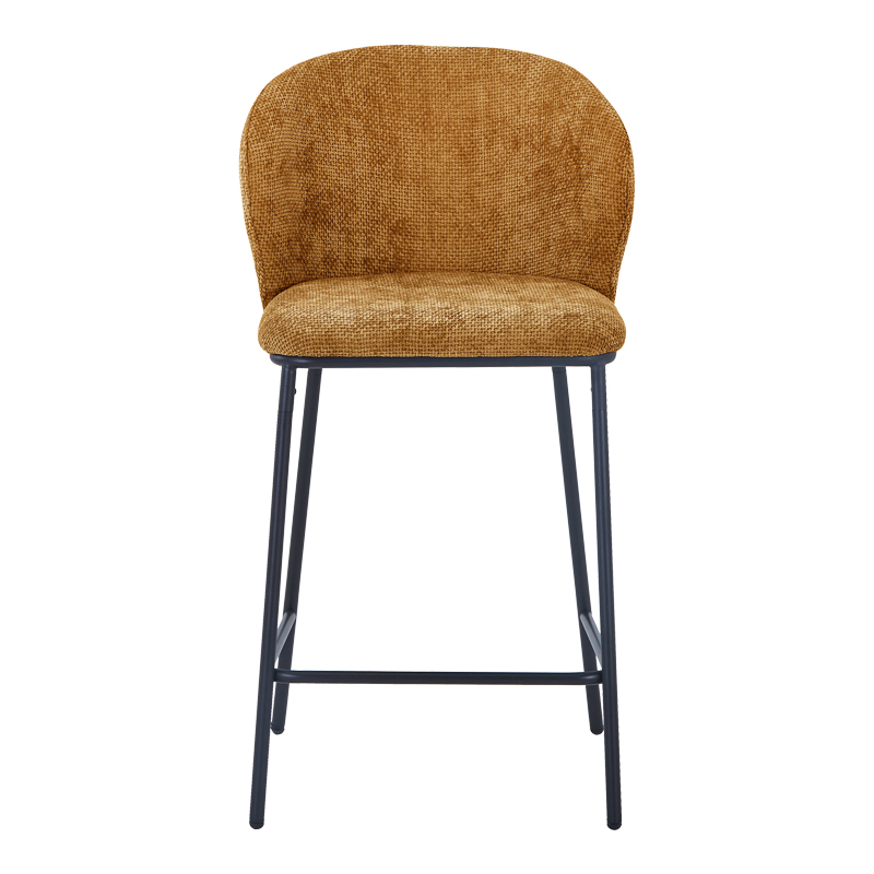 Σκαμπό μπαρ Karg pakoworld camel  ύφασμα-πόδι μαύρο μέταλλο 49x46x93εκ