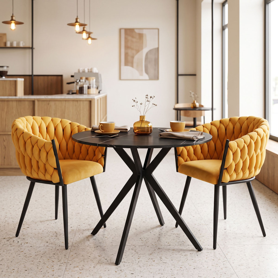 Vivian armchair pakoworld yellow velvet-leg black metal 61x55x80cm