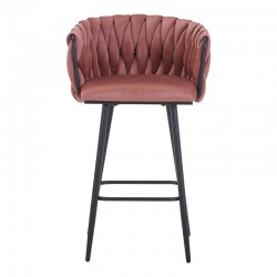 Σκαμπό μπαρ Vivian pakoworld σάπιο μήλο βελούδο-πόδι μαύρο μέταλλο 57x50x100εκ