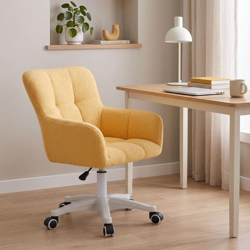Givole pakoworld office chair in yelow boucle fabric 55x55x75-84cm