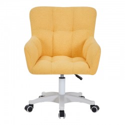 Καρέκλα γραφείου εργασίας Givole pakoworld σε κίτρινο μπουκλέ ύφασμα 55x55x75-84εκ