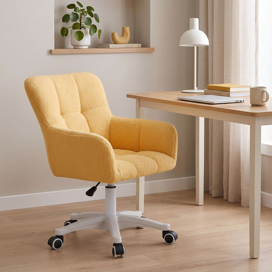 Givole pakoworld office chair in yelow boucle fabric 55x55x75-84cm