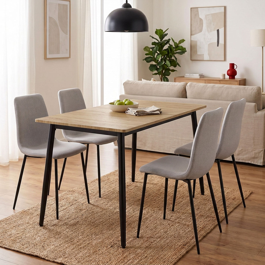 Τραπέζι Loza pakoworld sonoma MDF με μαύρο μεταλλικό πόδι 120x70x73εκ