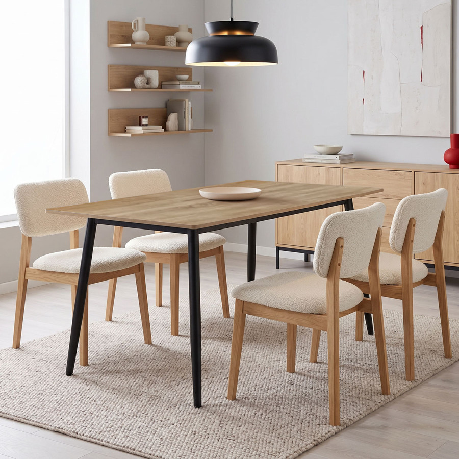 Τραπέζι Loza pakoworld sonoma MDF με μαύρο μεταλλικό πόδι 140x80x73εκ