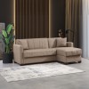 Γωνιακός καναπές-κρεβάτι αναστρέψιμος με αποθηκευτικό χώρο Alaska pakoworld μπεζ ύφασμα 204x143x83εκ