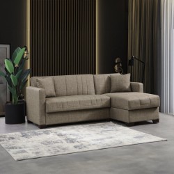 Corner sofa-bed with storage space Alaska pakoworld brown fabric 204x143x83cm Corner sofa-bed with storage space Alaska pakoworld brown fabric 204x143x83cm