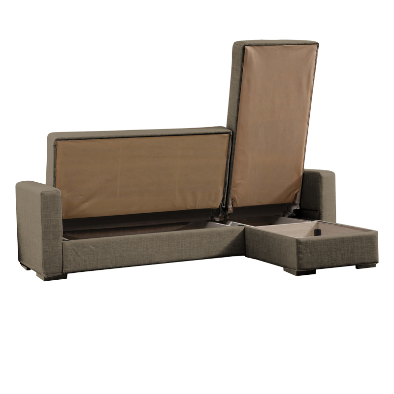 Corner sofa-bed with storage space Kansas pakoworld brown fabric 235x150x80cm Corner sofa-bed with storage space Kansas pakoworld brown fabric 235x150x80cm