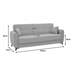 Sofa-bed with storage three-seater Lincoln pakoworld anthracite fabric 225x85x90cm Sofa-bed with storage three-seater Lincoln pakoworld anthracite fabric 225x85x90cm