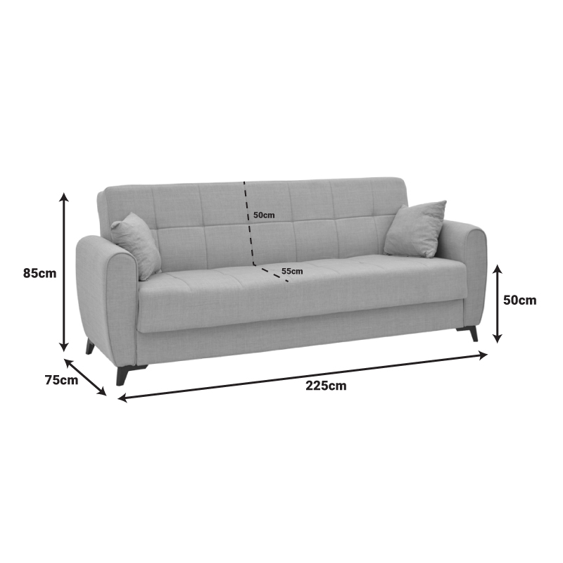 Sofa-bed with storage three-seater Lincoln pakoworld anthracite fabric 225x85x90cm Sofa-bed with storage three-seater Lincoln pakoworld anthracite fabric 225x85x90cm