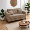 Sofa-bed with storage two-seater Modesto pakoworld light brown fabric 155x85x80cm
