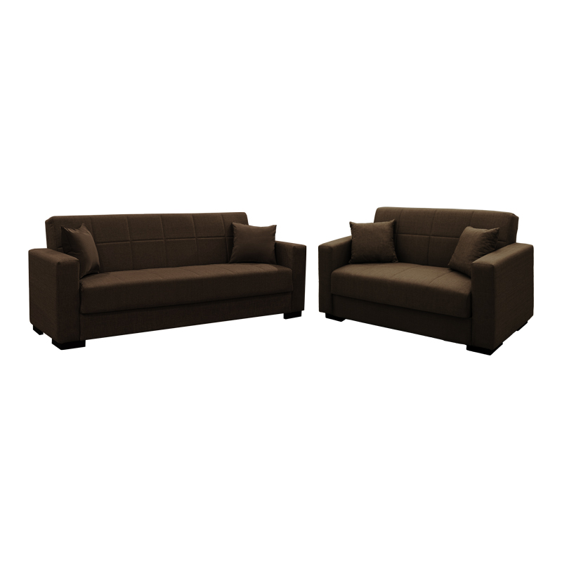Living room set 2 pcs Vox pakoworld fabric in brown shade Living room set 2 pcs Vox pakoworld fabric in brown shade