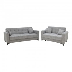 Living room set 2 pcs Modesto pakoworld fabric in gray shade Living room set 2 pcs Modesto pakoworld fabric in gray shade